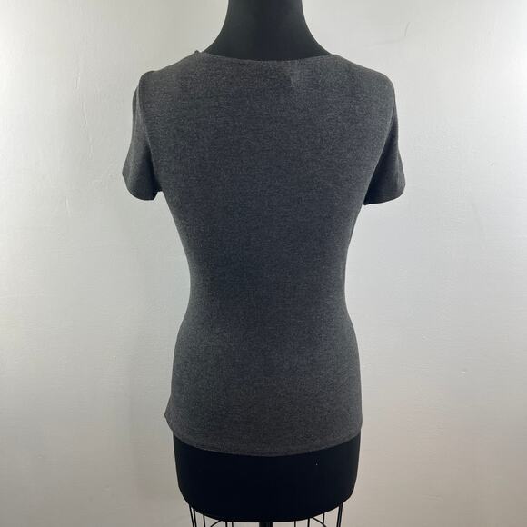 Anthropologie OS One September Striped Twist Layer Top Gray Blue Size S Small - Picture 6 of 9